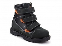 152-121 Бос(Bos), ботинки детские утепленные ортопедические профилактические, байка, кожа, черный, оранжевый в Москве