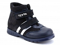 121-2,12,9 Тотто (Totto), ботинки детские утепленные ортопедические профилактические, кожа, нубук, синий, белый. в Москве
