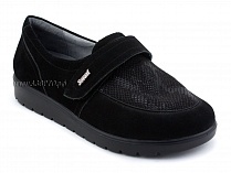 231115 Сурсил-Орто (Sursil-Ortho), туфли для взрослых, черные, кожа, стрейч ткань, полнота 6 в Москве