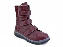 285б (22-31) Аквелла (Akwella), ботинки  детские ортопедические с высоким берцем, демисезонные, ворсин, кожа, бордовый в Москве