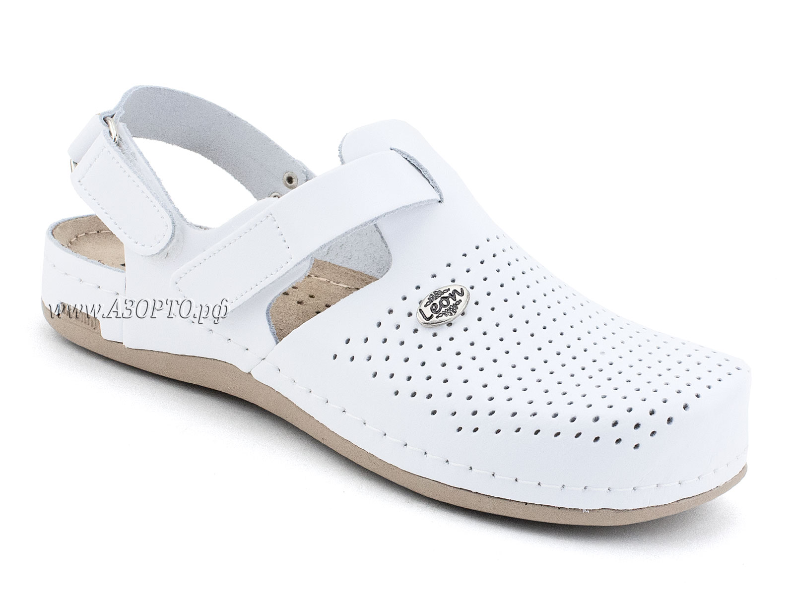951WHT-Леон-(Leon),-сабо-для-взрослых-ортопедические,-кожа,-белый(1)