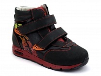 092-11 Бос (Bos), ботинки детские ортопедические профилактические, не утепленные, кожа, нубук, черный, красный в Москве