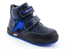 35124Б ШагоВита (Shagovita), ботинки детские демисезонные ортопедические профилактические, кожа, байка, черный, синий в Москве