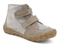201-191,138 Тотто (Totto), ботинки демисезонние детские профилактические на байке, кожа, серо-бежевый в Москве