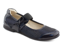 0015-500-0076 (37-40) Джойшуз (Djoyshoes), туфли Подростковые ортопедические профилактические, кожа перфорированная, темно-синий  в Москве