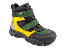 088-111-282-450 (31-36) Джойшуз (Djoyshoes) ботинки детские зимние мембранные ортопедические профилактические, натуральный мех, мембрана, нубук, кожа, черный, желтый, зеленый в Москве