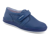 30024-702 Тотто (Totto), туфли школьные ортопедические профилактические, кожа перфорированная, синий в Москве