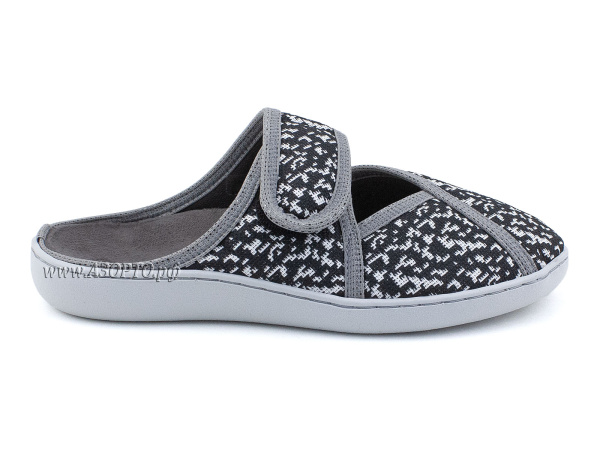 LM-808,005-Луомма-(Luomma),-домашние-ортопедические-тапочки,-текстиль,-черный,-белый,-полнота-9(2)