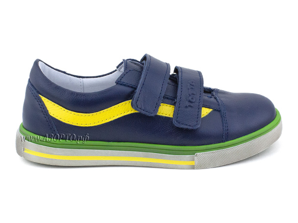 2446-2,65-Тотто-(Totto)-кроссовки-детские-ортопедические-профилактические,-кожа,-синий,-лимон(2)