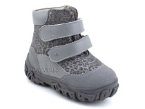 520-11 (21-26) Твики (Twiki) ботинки детские зимние ортопедические профилактические, кожа, натуральный мех, серый, леопард в Москве