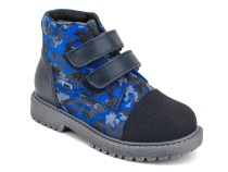201-721 (26-30) Бос (Bos), ботинки детские утепленные профилактические, байка,  кожа,  синий, милитари в Москве