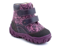 520-8 (21-26) Твики (Twiki) ботинки детские зимние ортопедические профилактические, кожа, натуральный мех, розовый, фиолетовый в Москве