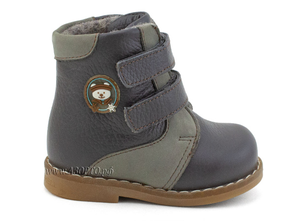 1591-01-Шаговита,-ботинки-демисезонные-утепленные,-байка,-кожа,-серый(3)