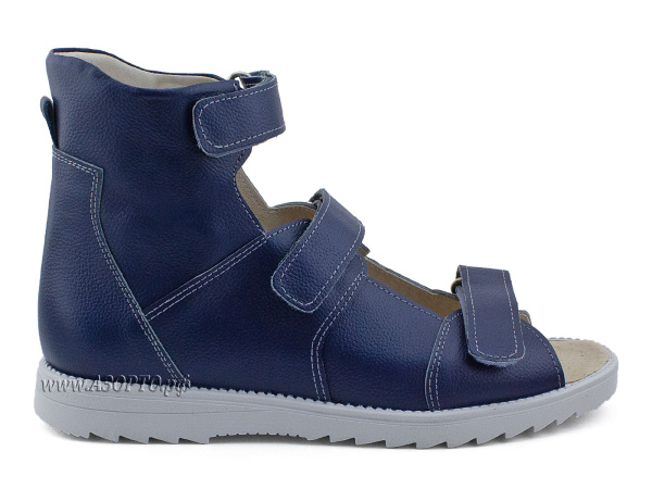 187_20БР-Аквелла-(Akwella),-сандалии-подростковые-открытые-ортопедические-с-высоким-берцем,-кожа,-темно-синий(2)