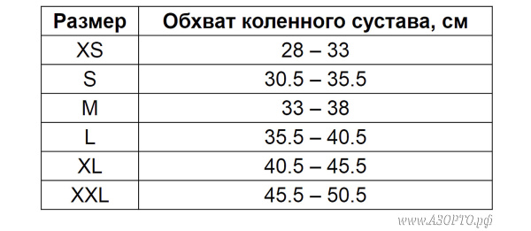 ORTO BKN 871 Бандаж на коленный сустав из нити с керамическим напылением-размеры