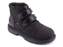 201-125 (31-36) Бос (Bos), ботинки детские утепленные профилактические, байка, кожа, нубук, черный, милитари в Москве