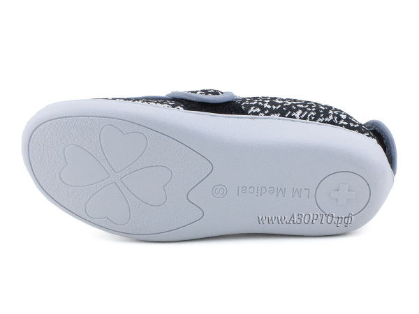 LM-807,005-Луомма-(Luomma),-домашние-ортопедические-тапочки,-текстиль,-черный,-белый,-полнота-9(5)