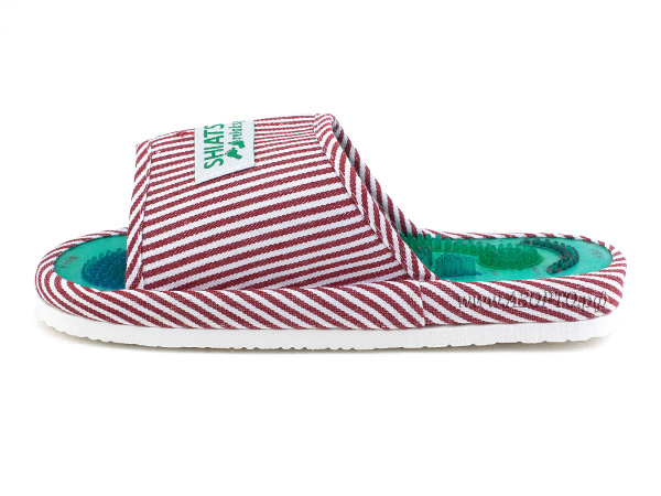 МТ-0007-02 Массажер для стоп, массажные тапочки Shiatsu  Красная полоска (3)