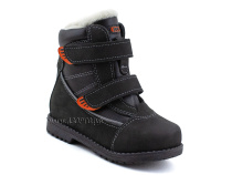 151-13   Бос(Bos), ботинки детские зимние профилактические, натуральная шерсть, кожа, нубук, черный, оранжевый в Москве