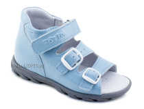 0313-9-603 Тотто (Totto), сандалии детские открытые ортопедические профилактические, кожа, голубой в Москве