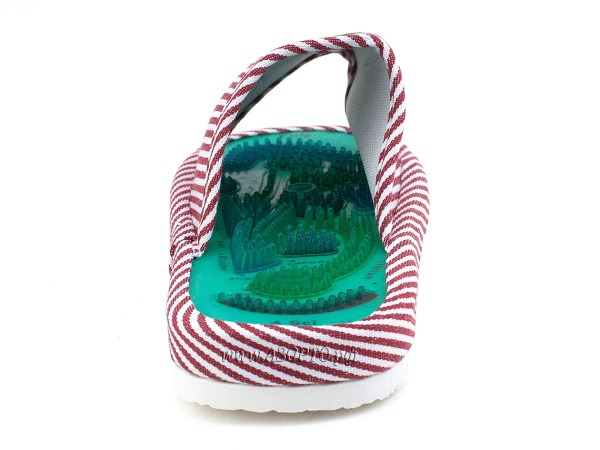 МТ-0007-02 Массажер для стоп, массажные тапочки Shiatsu  Красная полоска (4)