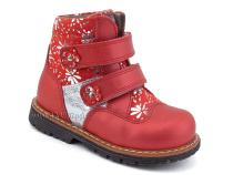 2031-13 Миниколор (Minicolor), ботинки детские ортопедические профилактические утеплённые, кожа, байка, красный в Москве