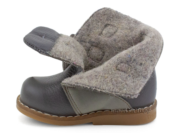 1591-01-Шаговита,-ботинки-демисезонные-утепленные,-байка,-кожа,-серый(2)