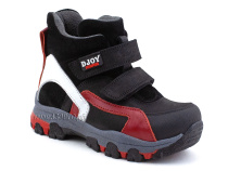 026-111-214-422-01-143 (26-30) Джойшуз (Djoyshoes) ботинки детские ортопедические профилактические утеплённые, замша, велюр, кожа, черный, красный, белый в Москве